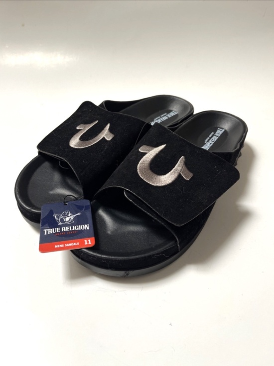 True Religion Biggy Slide Sandals Black Hook Loop Strap Men’s Size 11 NWOB main image 7